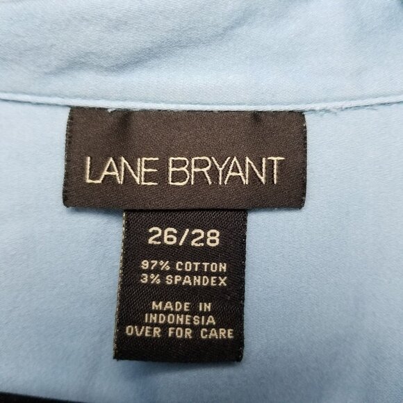 Lane Bryant Shirt Womens 26/28 Plus Blue Button Up Long Sleeve Stretch *Read* - Picture 3 of 10